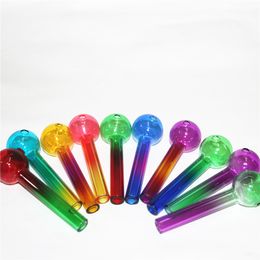 coloré Handcraft Pyrex Oil Burner Pipe Mini Fumer Main Pipes Verre eau bong silicone nectar