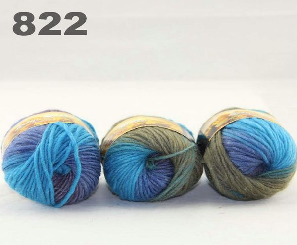 Colorido segmento de línea de lana tejida a mano líneas gruesas teñidas sombreros de punto elegantes bufandas línea gruesa Blue Royal Sand 5228225000018