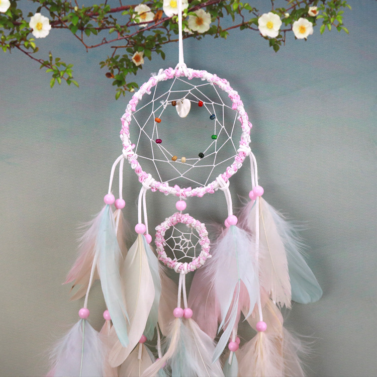 Färgglada Handgjorda Dream Catcher Feathers Bil Hemvägg Hängande Dekoration Prydnad Present Gift Vind Chime Craft Decor Supplies Gratis frakt