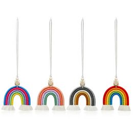 Kleurrijk handwerk katoenen touw weven regenboog kwastje hang autertuin home decor