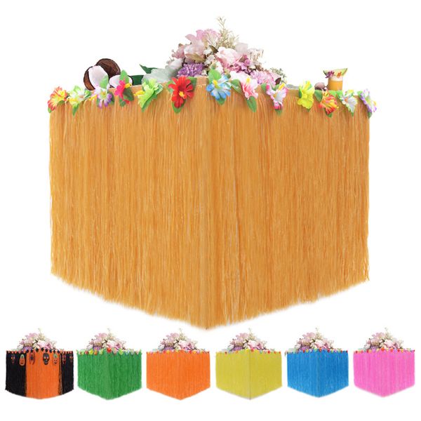 Coloré Hawaiian Herbe Jupe Table Jupe Pour Mariage Anniversaire Halloween Fête De Noël Décoration Fournitures En Gros DBC VT0697