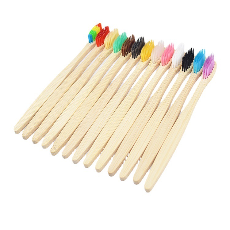 Colorful Head Bamboo Toothbrush Environment Wooden Rainbow Bamboo Toothbrush Oral Care Soft Bristle travel toothbrush