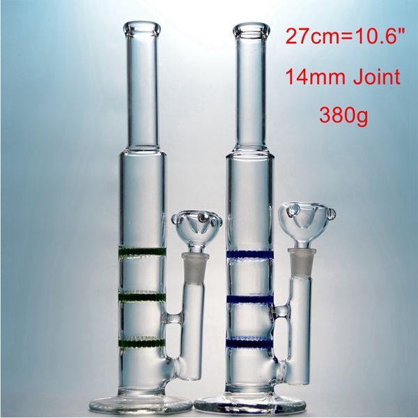 Colorful Heady Hookahs Straight Type Oil Dab Rig 14 mm Junta hembra Bongs de vidrio 3 Honeycomb Percs Tuberías de agua con tazón o Banger 10XX