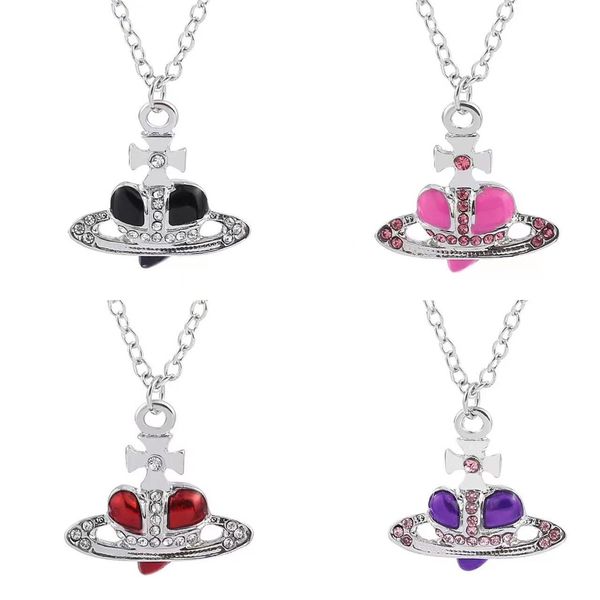 Coeur coloré cristal brillant collier pendentif