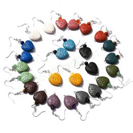 Kleurrijke hartvormige Lava Stone Charms Dangle Oorbellen voor Dames Meisjes Mode Delicate Vulkanische Rock Stone Geometrische oorbellen