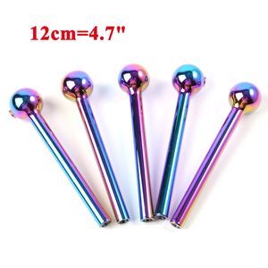 Narguilés Colorés Nano Placage Tuyau De Brûleur À Huile 4 Pouces Mini Dab Rigs Accessoires Pour Fumer Tube Droit Bongs Poignée Fumer Pipe 12g Couleurs Laser Bong En Verre Capiteux