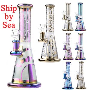 Cachimbas coloridas Arco iris Tubos de agua de seis colores Cabezal de ducha Perc Glass Bong 14 mm Conjunto de aceite Dab Rigs con Heady Bowl Barco por mar