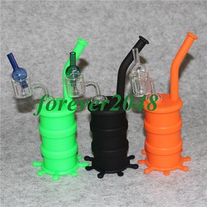 Cachimbas coloridas Bongs de silicona Tubería de agua de silicona DAB Rig 14 mm Junta Todo claro 14 mm Macho Cuarzo Banger Tapa de carpa de vidrio