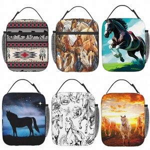 Kleurrijke Paard Draagbare Lunchbox Koeltassen Geïsoleerde Thermische Lunch Draagtas Voor Vrouwen Mannen Volwassenen Werk Reizen Picknick s9zh #