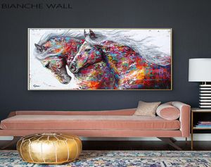 Kleurrijke Paarden Decoratieve Foto Canvas Poster Nordic Animal Wall Art Print Abstract Schilderij Moderne Woonkamer Decoratie8368289