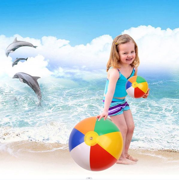 Pelota de playa inflable colorida, pelota de juego para piscina, boquilla inflable a prueba de fugas de aire, juguete de natación de verano para niños, juguetes de playa para niños
