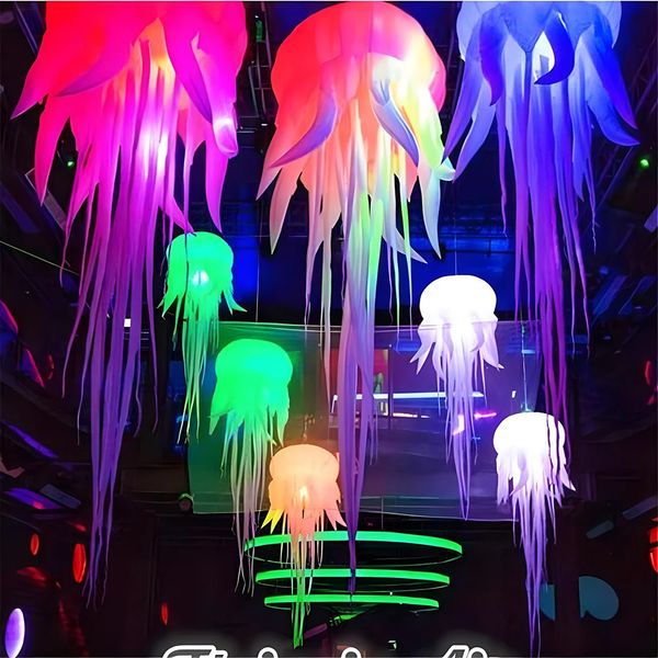 Lumière géante gonflable colorée de méduse changeant de couleur pour des événements décoration faite sur commande de boîte de nuit de partie 240116