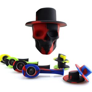 Colorful innovative Silicone Pipes Skull Style Metal Filtre Porous Screw Bowl Portable Easy Clean Herb Herb Tobacco Casqueurs de cigarette Fumer Pipes à main