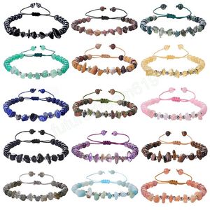 Bracelet tressé de perles de pierres concassées naturelles irrégulières colorées pour femmes filles nouveau Bracelet de pierre de guérison Reiki tissé à la main