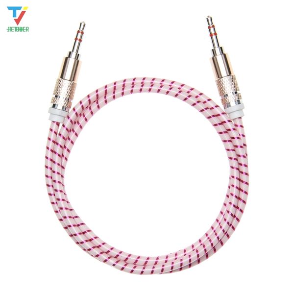 Câble Audio Jack coloré 3.5mm, câble AUX de voiture, Code d'extension de casque pour téléphone, casque de voiture, haut-parleur, 50 pièces/lot