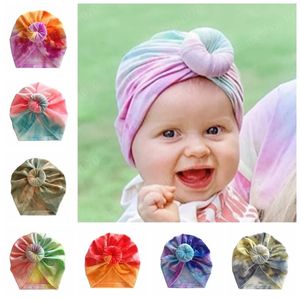 Chapeau coloré pour enfants avec boule ronde noeud nouveau-né infantile bambin casquette de couverture Turban bébé filles cheveux accessoires Photo accessoires