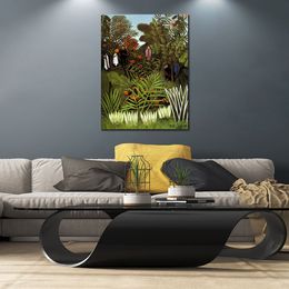 Kleurrijke landschappen kunst op canvas exotisch landschap Ii Henri Rousseau schilderij handgemaakt wanddecor