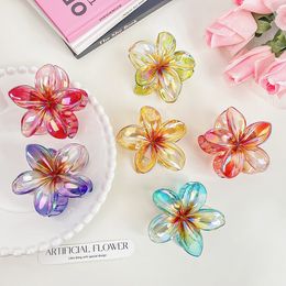 Coloré Grande Fleur De Frangipanier Épingle À Cheveux Griffes Pour Les Filles Épingle À Cheveux Coréenne Épaisse Pince À Cheveux Femmes Doux Accessoires De Cheveux Griffe De Cheveux Chapeaux Barrette 3016