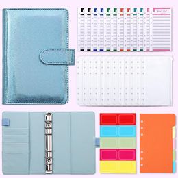 Colorful Laser Macaron Pu Budget Planner Busta per contanti Risparmio Raccoglitore a 6 fori Taccuino A6 Shell coreano