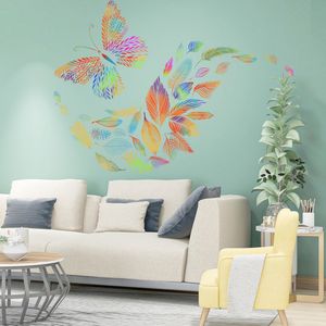 Feuilles colorées papillon autocollant mural chambre salon fond décoration de la maison affiche embellir papier peint décalcomanies amovibles