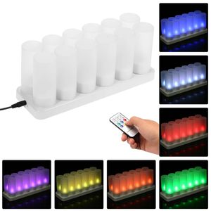 Bougie à LED colorée USB Lumiaire rechargeable légère sans flamme avec télécommande pour décoration de la Saint-Valentin 240412