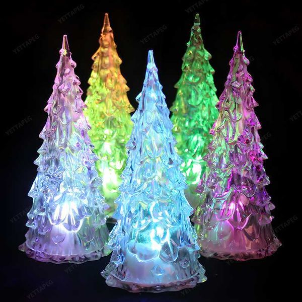 Coloré LED Fibre Optique Veilleuse Flash Cristal De Noël Pin Aiguille Arbre Lumière Ornement De Bureau Cadeau Lumineux Jouet De Noël Décor L230621