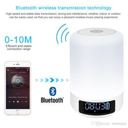 Lumière LED colorée haut-parleur Bluetooth haut-parleurs stéréo sans fil portables boîte de son mains libres TF réveil blanc