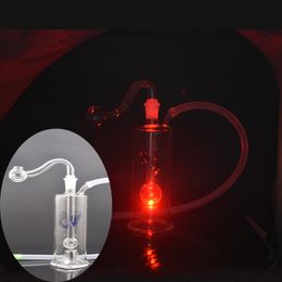 Coloré LED Lumière Verre Huile Rigs Bong Mini Verre Bongs D'eau Narguilé Voilier Dab Rig Recycleur Barboteur Percolateur avec bol d'huile de 10 mm