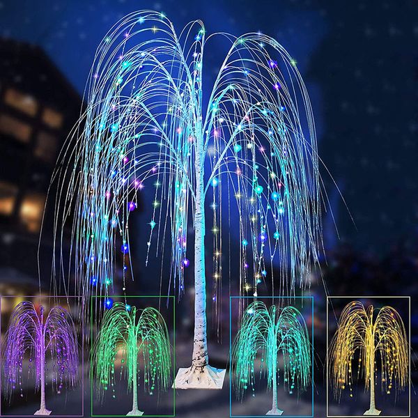 Lumière colorée de décoration de Noël d'arbre de saule illuminé par LED avec la lumière de fée de ficelle à distance de 18 couleurs changeantes pour des vacances