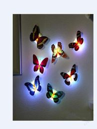 Kleurrijke licht vlinderwandstickers gemakkelijk installatie nacht licht led lamp huis woonkamer kinderkamer koelkast slaapkamer decor freig3051273
