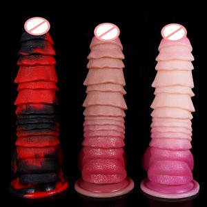 Kleurrijke vloeibare siliconen realistische dildo's us av magie toverstaf Meerdere overlapping vormen simulatie penis anale plug g-spot sterk stimuleren uitdaging sex orgasme speelgoed