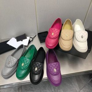 Kleurrijke loafers kleding schoenen flats top ontwerper catwalk dames formeel lok fu schoen vaste kleur eenvoudig ontwerp 100% lederen zool bevat