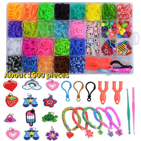 Bandes de métier à tisser colorées ensemble de bracelets de couleur bonbon faisant le kit de bricolage bande de caoutchouc tissé bracelets arc-en-ciel jouets artisanaux pour cadeaux de filles 231229