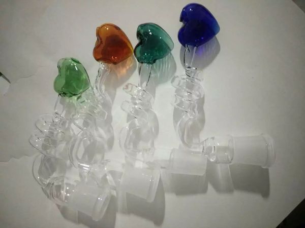 Image d'amour colorée Bols de bongs en verre en spirale Narguilés bols mignons avec plate-forme pétrolière Bols de 14 ou 18 mm pour bongs