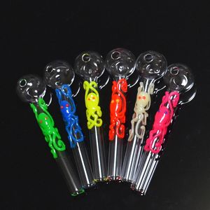 Tubos de quemador de aceite de vidrio hechos a mano de araña luminosa de 4.1 pulgadas que brillan en la oscuridad Espesor de pulpo Vidrio Regalos geniales Pyrex Clear Smoke Accesorios para quemar uñas con 6 colores