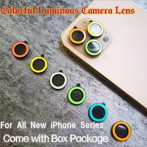Kleurrijke lichtstoelige lens gehard glazen camerascherm beschermer voor nieuwe iPhone 14 13 Pro Max 12 Mini 11 Smart Cell Telefoon Premium Camera's Film Lens met pakketbox