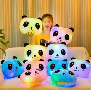 Almohada de panda luminosa colorida, juguete de peluche, muñeco de pandas gigantes, luces LED incorporadas, decoración de sofá, almohadas, regalo del Día de San Valentín, juguetes para niños