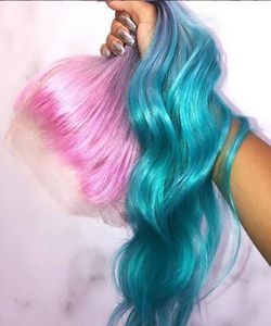 Colorful Luxury Body Wave Hair Lace Front Wig Celebrity Rihanna Style Patel Unicorn Rainbow Color Full Lace Front Perins4738430