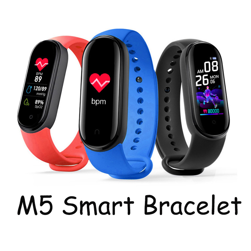 Kleurrijke M5 Smart Armband Horloge Fitness Tracker M5 Smart Band Polsbandjes met Magnetische Opladen IP67 Waterdicht 13 Talen Vertaling