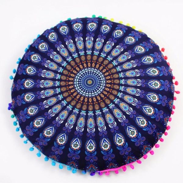 Cojines coloridos de Mandala para el suelo, funda de cojín de meditación Bohemia redonda otomana, funda de almohada, cojín de puf/decorativo