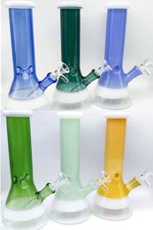 Fabrication colorée Narguilés Beaker Staright Verre Bong 7,9 pouces Tuyau d'eau Bubbler Dab Plate-forme pétrolière Catcher Épais Materia Tube de tabac Accessoires de tabac