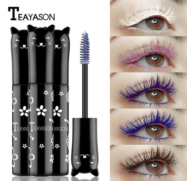 Mascara coloré imperméable à l'eau à séchage rapide cils recourbés allongeant le maquillage des cils bleu vert rose violet noir encre blanche Mascar6356305