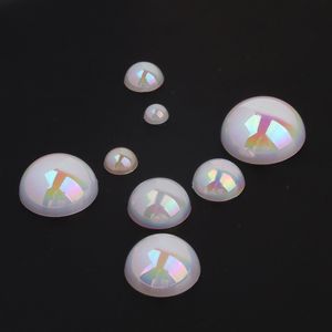 Sirène colorée Ji perle ronde demi-AB couleur acrylique fond plat autocollant diamant coque de téléphone portable accessoires de bricolage matériel fait à la main