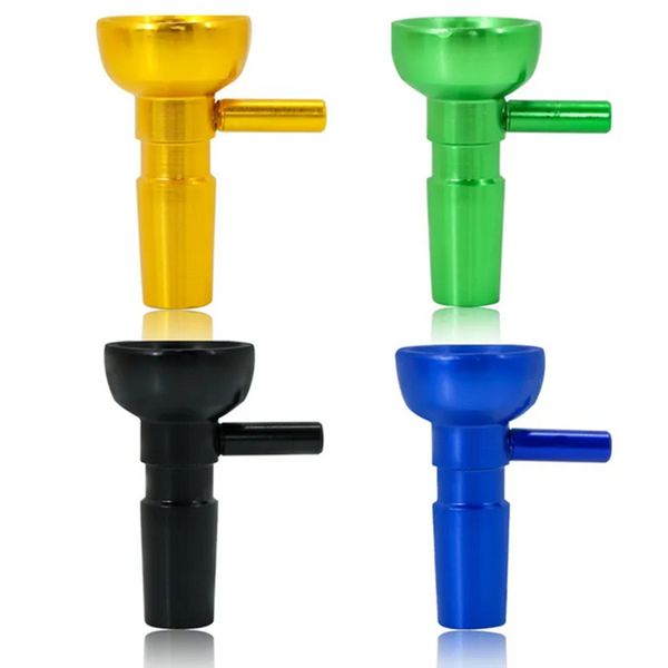 Bol mâle en métal coloré de 14 mm pour narguilé en verre Bong tuyaux de barboteur d'eau poignée remplaçable portable huile de tabac aux herbes sèches plates-formes perruque Wag Bongs