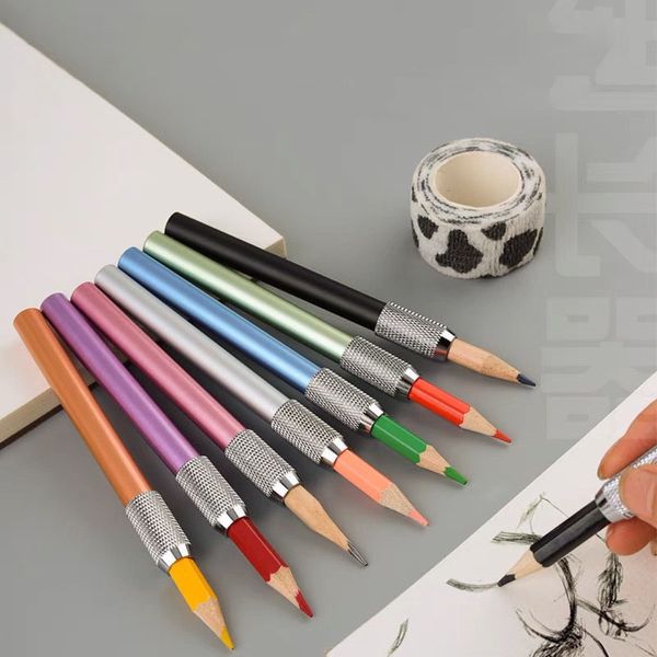 Coloré Métal Crayon Extender Art Peinture Outil Coloré Rotatif Détachable Crayon Allongé Titulaire Étudiants Papeterie Fournitures Scolaires Peinture Dessin Outil