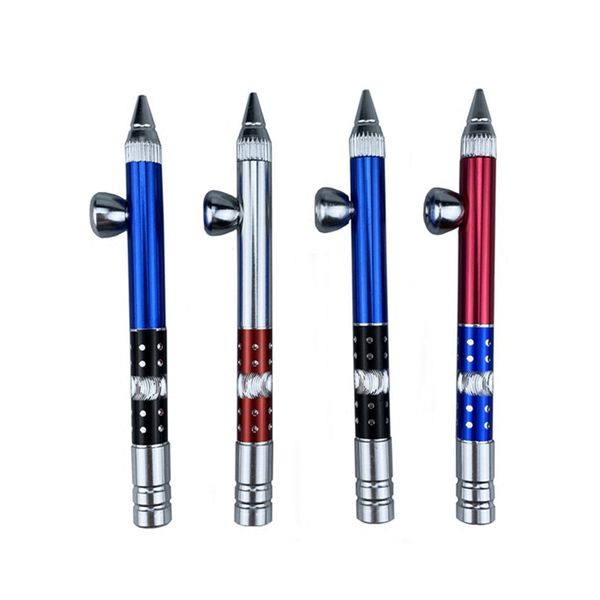 Coloré Métal Portable Tuyaux Amovibles Sec Herb Tabac Fumer Handpipes Conception Innovante Stylo Forme Décoration Filtre Bol Haute Qualité DHL