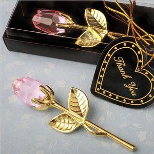 Rose en cristal métallique coloré, fournitures de fête, cadeaux de mariage avec boîte en papier, Mini Rose en cristal métallique