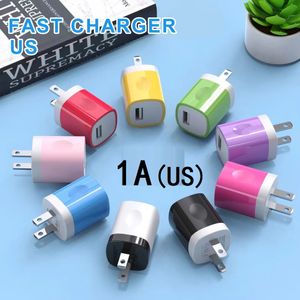 Kleurrijke Mini 5V 1A US AC Home Travel Lader Draagbare Power Adapters Voor IPhone 13 14 15 Samsung S23 S24 Htc Xiaomi Android telefoon