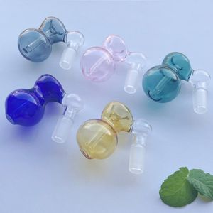 Kleurrijke Mini Droog Glas Asvanger Kalebas Vorm 14mm 45 Graden Waterpijp Glas Bong Filter Waskolf Ashcatcher