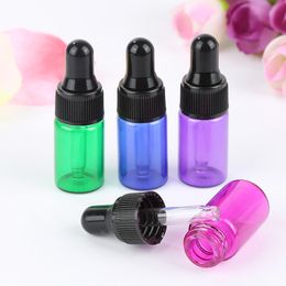 Kleurrijke mini glazen flessen 1ml 2 ml 3 ml 5 ml etherische olie vloeistofdruppeldropperfles parfum monster flesjes te koop WB3240